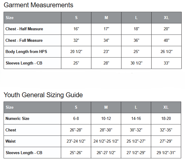 ATC Y2400 Crewneck Sizing Chart