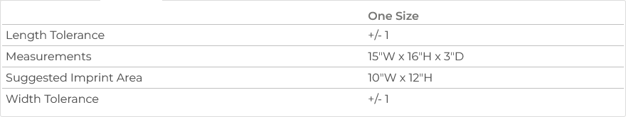 S&S QTBG Tote Sizing Chart